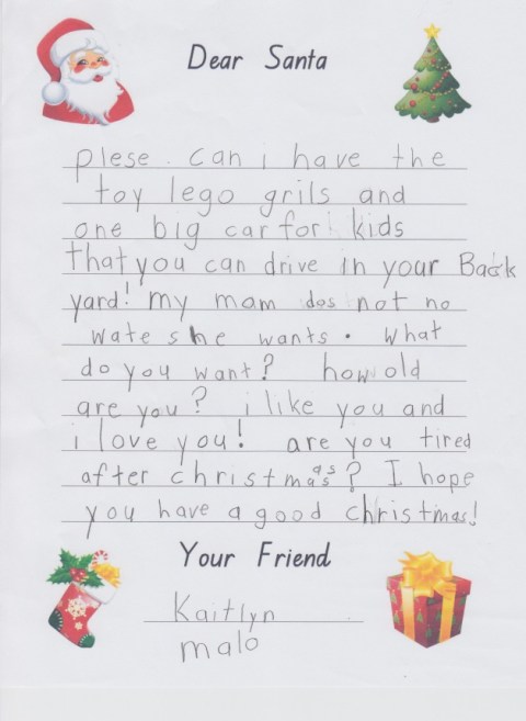 Kaitlyn's santa letter